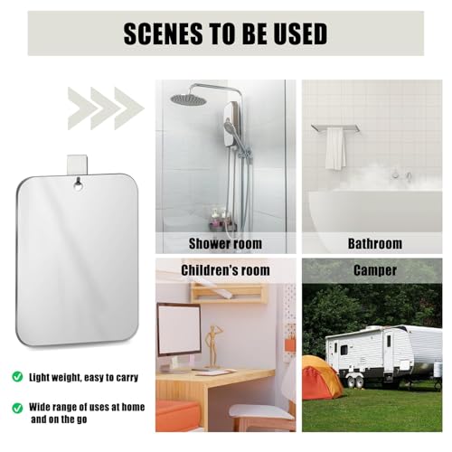 Xoudsi Fogless Shower Mirror - 10x8 Inch Shatterproof Acrylic Shaving Mirror