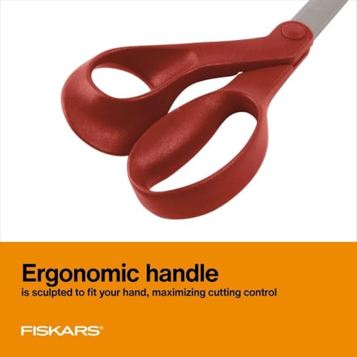 Fiskars 8" Left-Handed Scissors, Ergonomic Stainless Steel Crafting Shears (12-Pack)