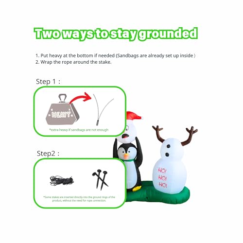 5FT Inflatable Snowman and Penguin Christmas Yard Decorations with LED Lights
