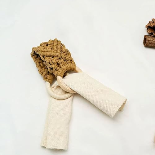 2-Piece Hand-Woven Crochet Towel Holder - Bohemian Kitchen Towel Ring