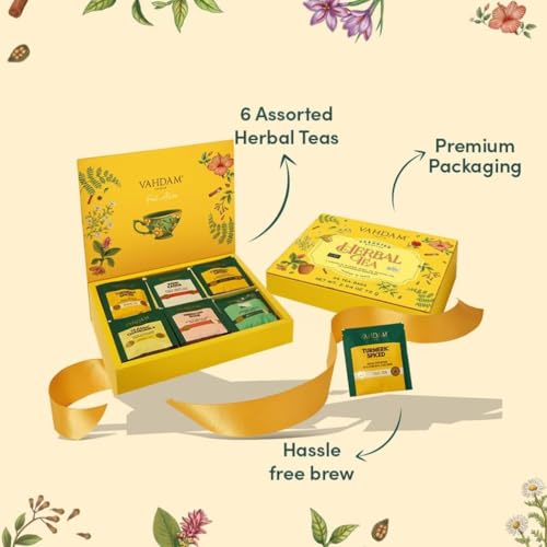 VAHDAM Herbal Tea Sampler Gift Set - Assorted (6 x 6 Bags)