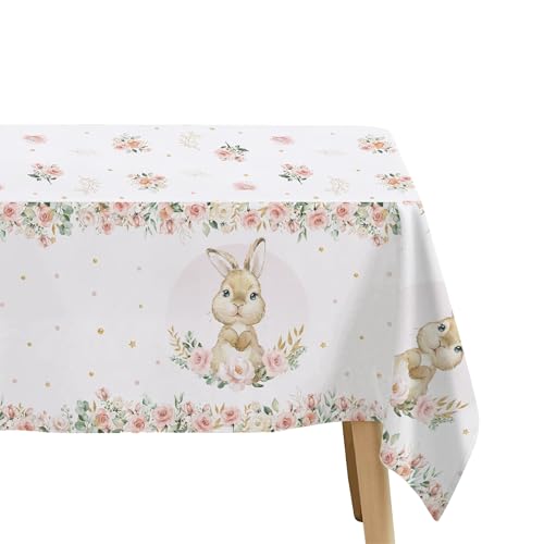 Bunny Birthday Tablecloth Set - 3 Disposable Pastel Easter Party Covers 86x55in