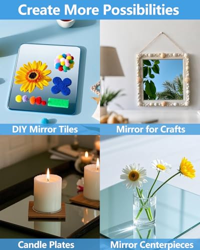 Unbreakable Self-Adhesive Mirror Tiles - 4PCS 8"x8" for Kids