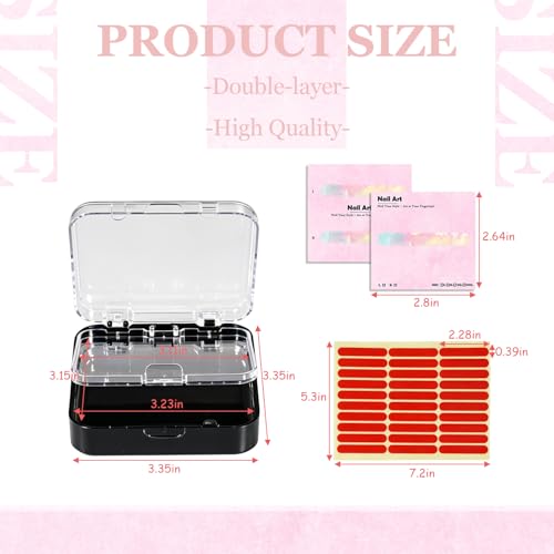 Uyolaxed 6pcs Press On Nail Storage Box Set - Black Double-Layer