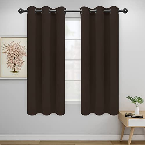 Easy-Going Thermal Blackout Curtains, 46x63 Inch Grommet Drapes, Dark Brown