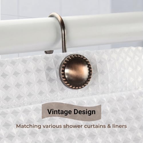 Rust-Resistant Shower Curtain Hooks - 12-Pack Bronze Rings