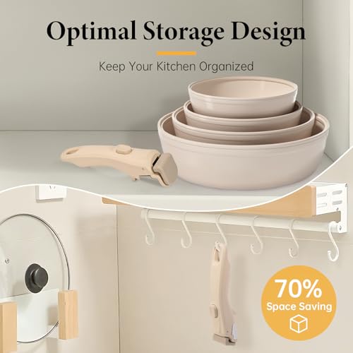 Removable Pot Handle for Cookware - Cream Beige, Durable & Heat-Resistant