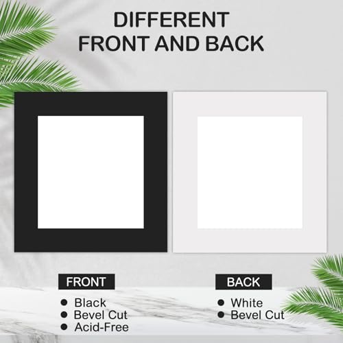 15 Pack Black Picture Mats 12x12 for 8x8 Photos - Bevel Cut