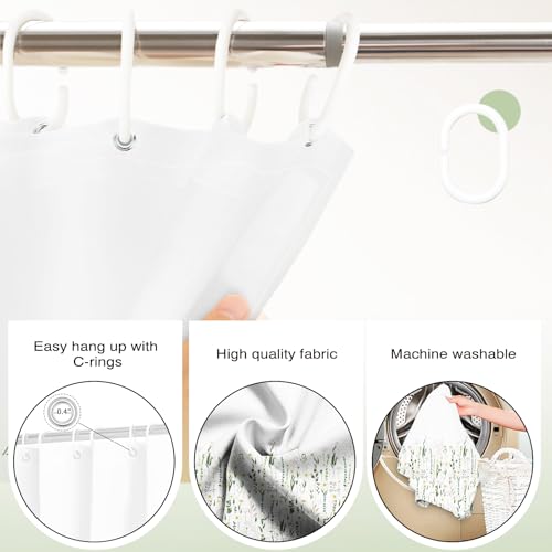 Lindameler Sage Green Floral Shower Curtain - 72x72 Inch Waterproof Bath Decor