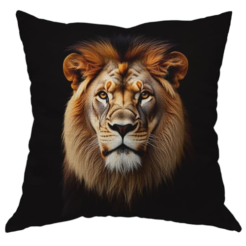 Moslion 18" Lion Pillow Case - Cool Brown Lion Head Cushion Cover