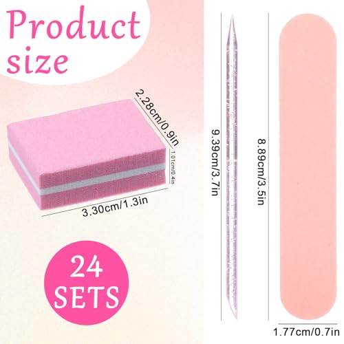 Disposable Manicure Kit 3-Piece Individual Package 24 Sets Pink
