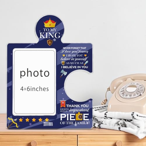 Motivational Puzzle Picture Frame for Son - Acrylic 4x6 Photo Gift