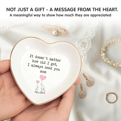 Heart-Shaped Mom Ring Dish - 'I Always Need You' Ceramic Trinket Holder