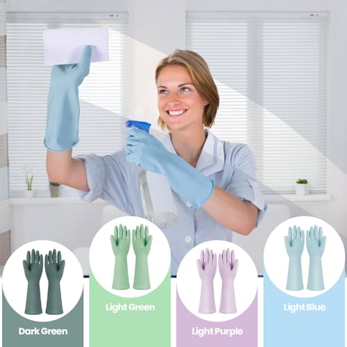 Jsocoah Multicolor Reusable Dishwashing Gloves - 4 Pairs Kitchen & Household Cleaning