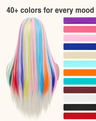 Eravauly Red Clip In Hair Extensions 22 Inch 12 PCS Synthetic Hair Highlights