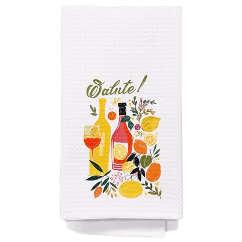 Italian Salute Cheers Wine Kitchen Towels - 16x24 Inch Decorative Hand Towels
