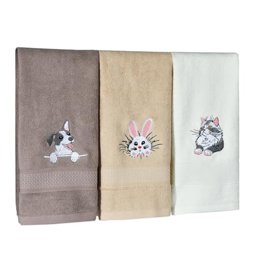 100% Cotton Hand Towels - Ultra Soft 3 Pack for Bathroom & Kitchen