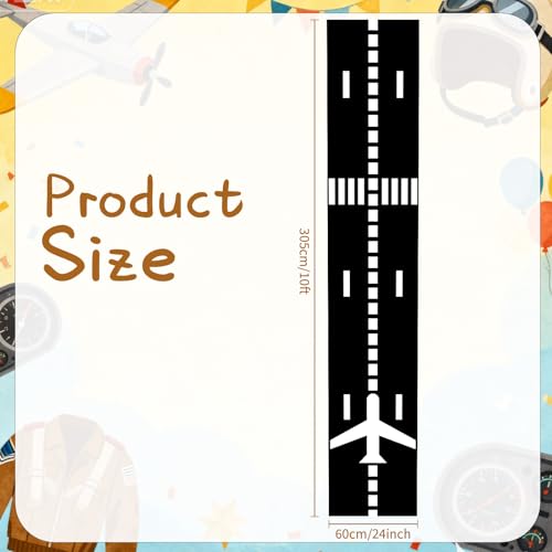 Classic Airplane Runway Table Runner - 2 x 10 ft Aviation Rug
