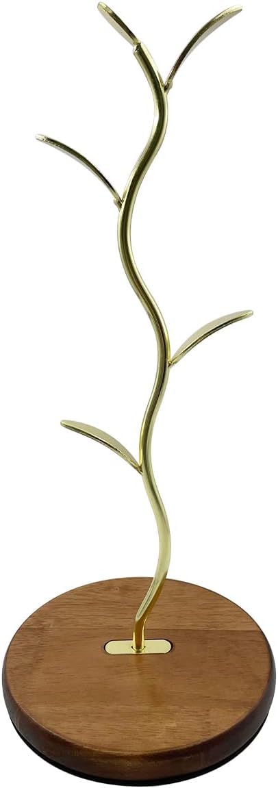 Mi hogar Mug Holder Stand, Countertop Mug Tree, Coffee Pod Holder with Mug Rack, Coffee Counter Bar Accessory & Kitchen Organizer (Single Row-Golden)