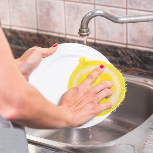 Minkissy 4-Pack Microfiber Lemon Dish Cloths - Super Absorbent Kitchen Scrubber