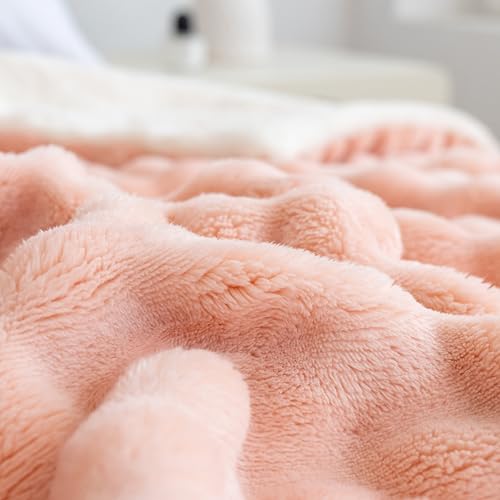 50x60 Inch Light Blue Fuzzy Camping Blanket - Thick Sherpa Plush Throw for Couch, Bed, Travel