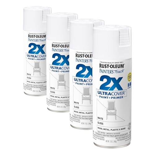 Rust-Oleum Painter's Touch 2X Gloss White Spray Paint, 12 oz (Pack of 4)
