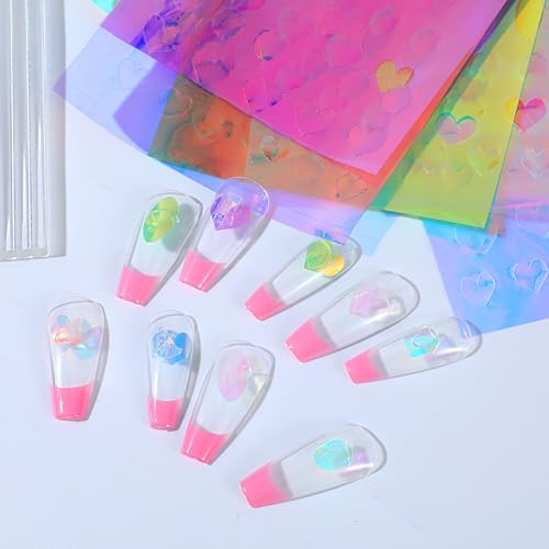 Aurora Nail Foil Laser Stickers 11 Sheets Stained Glass Nail Wraps