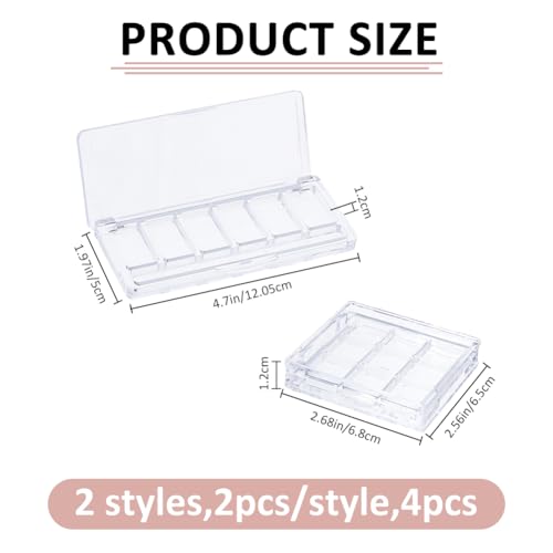 4-Piece Refillable Makeup Palette Cases for Travel - Clear