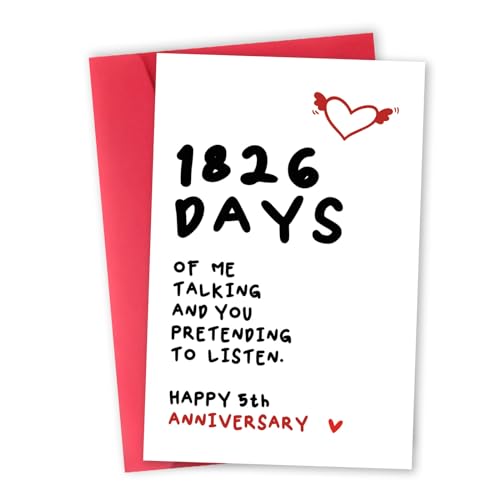 Cute 5 Year Anniversary Card for Him/Her - Romantic Gift