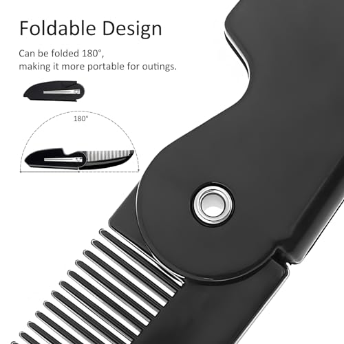 Kootinn 4-Pack Folding Mustache Comb - Handmade Metal Pocket Grooming Tool