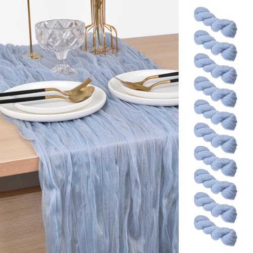 Blue Cheesecloth Table Runner 10 Pack - Fall Wedding Birthday Party Decor 10ft