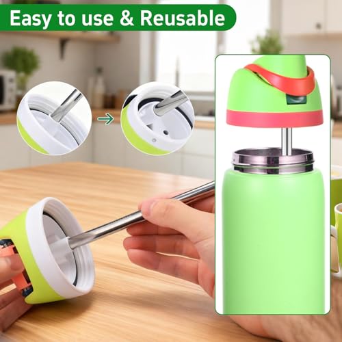 Stainless Steel Straw Set for Owala 24/32 oz Bottles - 4 Pack