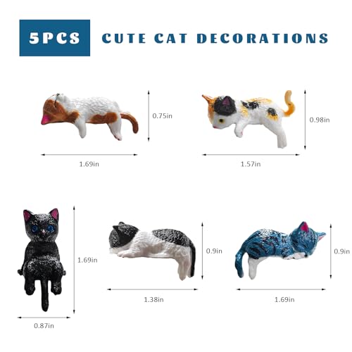 5 PCS Cute Resin Cat Car Dashboard Decorations & Mini Kitty Ornaments