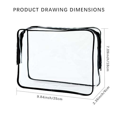 2-Pack Large Clear TSA Approved Toiletry Bag & Makeup Pouch