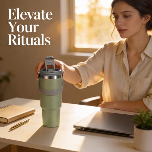 Silique Kitchen 30oz Vacuum Insulated Tumbler with Handle - Green