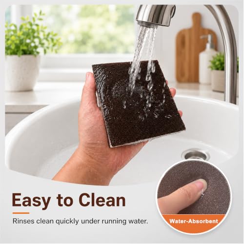 8 Pack Heavy-Duty Carborundum Scouring Sponge Pads for Kitchen Cleaning