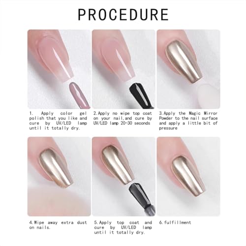 Gyraolvant Gold Silver Chrome Nail Powder Set Mirror Metallic Effect