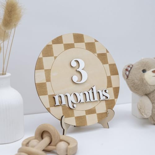 Wooden Baby Milestone Sign Set - Monthly Growth Tracker & Photo Prop