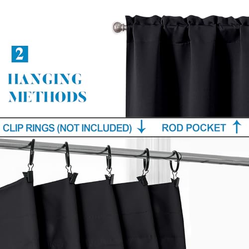 Lecloud Blackout Kitchen Curtains 30W x 36L Pack of 2 - Thermal Privacy Window Drapes