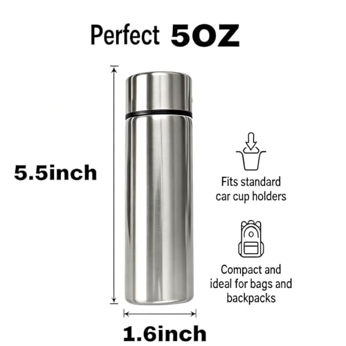 Silver Mini Stainless Steel Insulated Water Bottle - 5 oz Leak Proof Flask