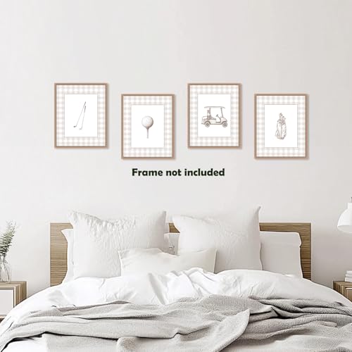 Pleonox Retro Golf Wall Art Prints Set of 4, 8x10 Inch Nursery Decor