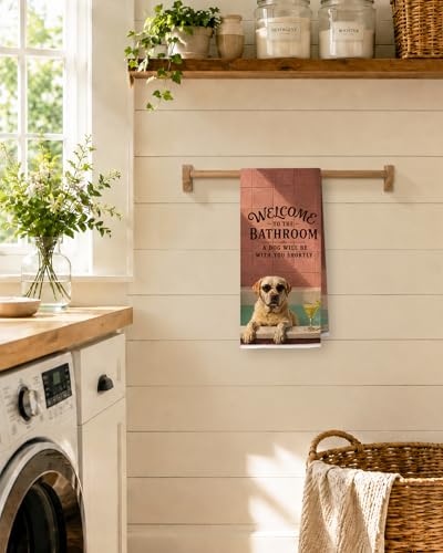 Labrador Funny Hand Towels - 16x24 Inch Rustic Dog Decor