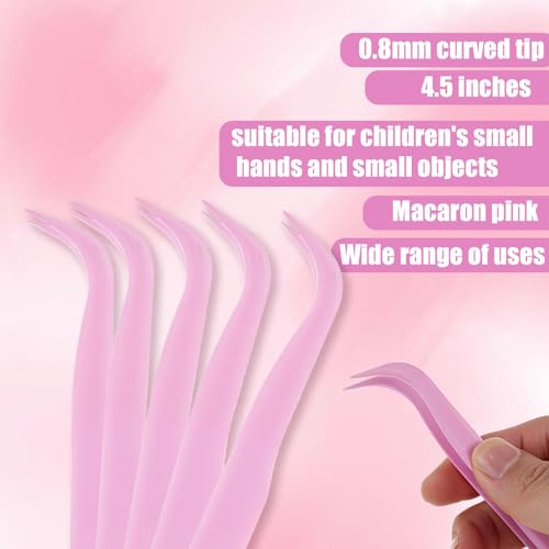Exircy 12-Piece Plastic Bent Tweezers 4.5 Inch Curved Pointed Set