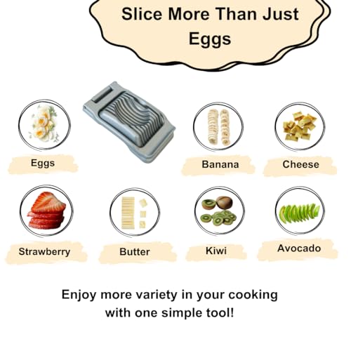 Annie & Mia Egg Slicer - Stainless Steel Wires Multi-Use Kitchen Cutter for Hard Boiled Eggs, Strawberries, Kiwi, and More
