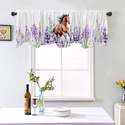 Lavender Flowers Valance Curtain 54x18 Inches for Kitchen & Bathroom