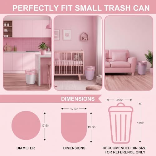 Pink Heavy Duty 2.6 Gallon Small Trash Bags - 100 Count