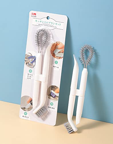 JWCE White Crevice Cleaning Brush Set for Deep Cleaning Kitchen & Grout