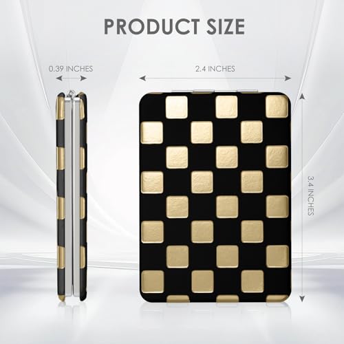 Tavonis Neon Checkered Pocket Mirror, 1x/2x Magnifying Compact Mirror