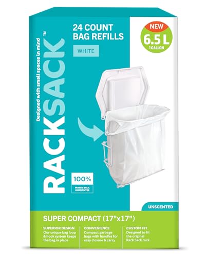 Rack Sack White Refill Trash Bags - 24 Pack for In-Cabinet Waste Management