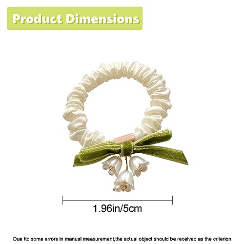 Lily of the Valley Floral Hair Ties - 2 Pack Flower Ponytail Holders